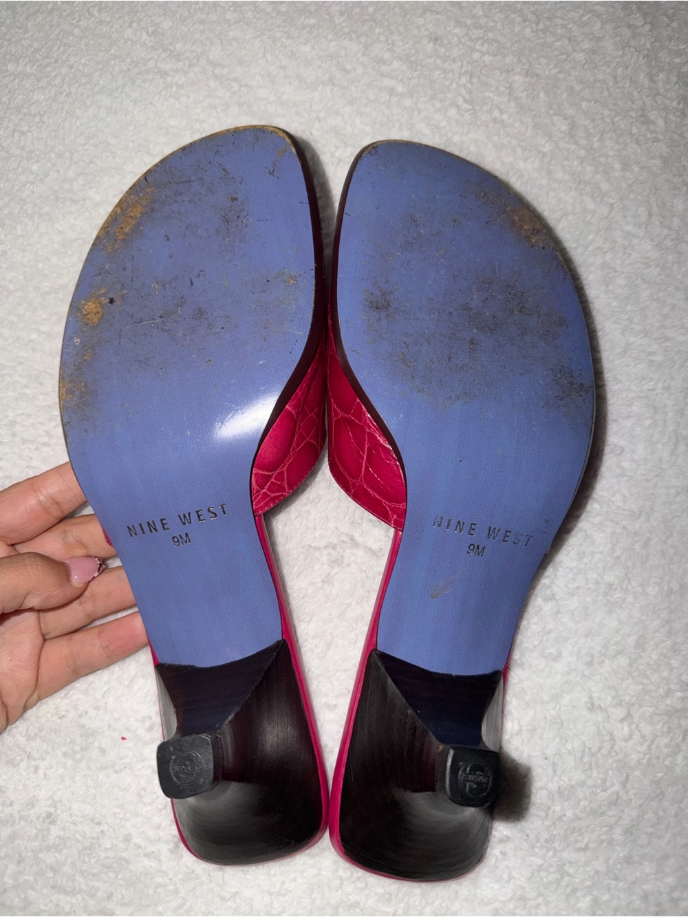 Nine West Hot Pink Croc-Embossed Slip-On Kitten Heels - Picture 5 of 5